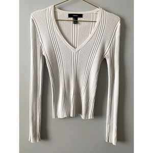 White Long Sleeve Rib Top